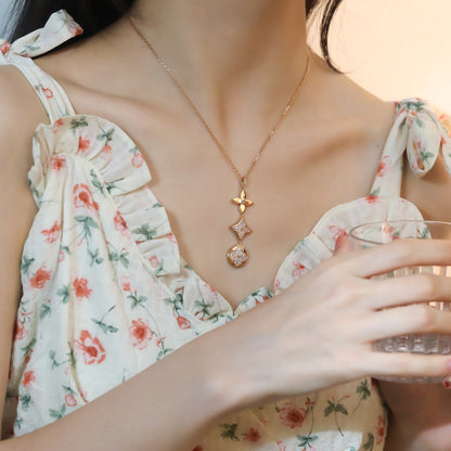 [Regal Jewels]STAR AND SUN DIAMOND PINK GOLD NECKLACE
