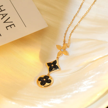 [Regal Jewels]STAR AND SUN ONYX PINK GOLD NECKLACE