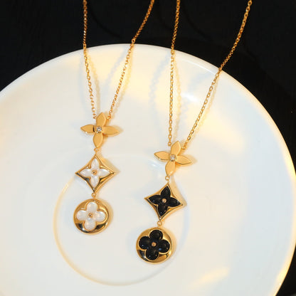 [Regal Jewels]STAR AND SUN ONYX PINK GOLD NECKLACE