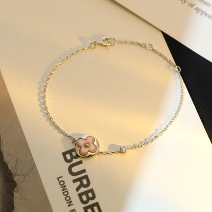 [Regal Jewels]SUN MOTIF PINK MOP SILVER BRACELET