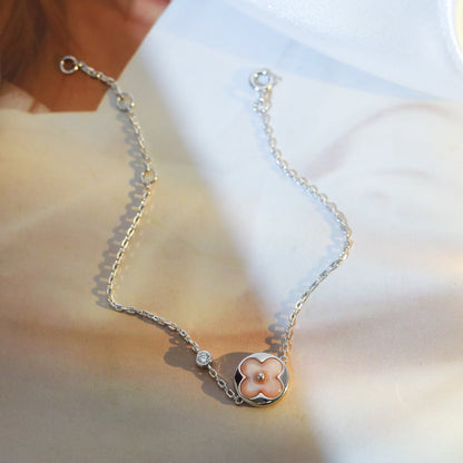 [Regal Jewels]SUN MOTIF PINK MOP SILVER BRACELET