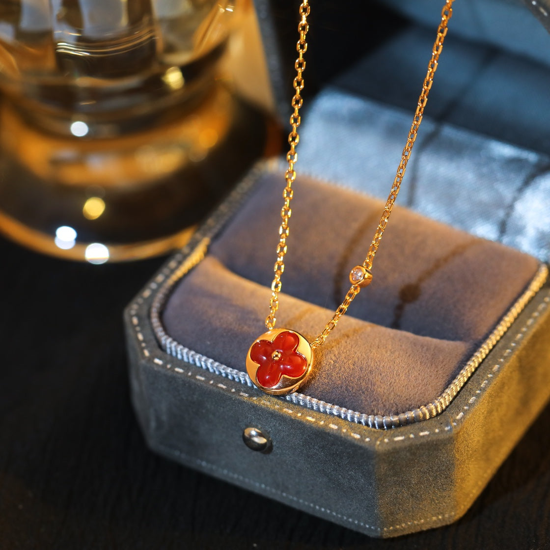 [Regal Jewels]SUN PEDANT PINK GOLD 1 DIAMOND NECKLACE