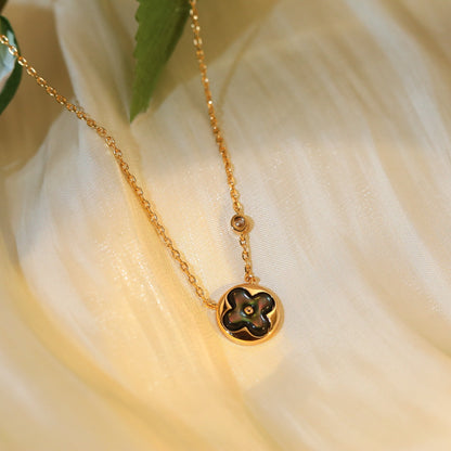[Regal Jewels]SUN PEDANT PINK GOLD 1 DIAMOND NECKLACE