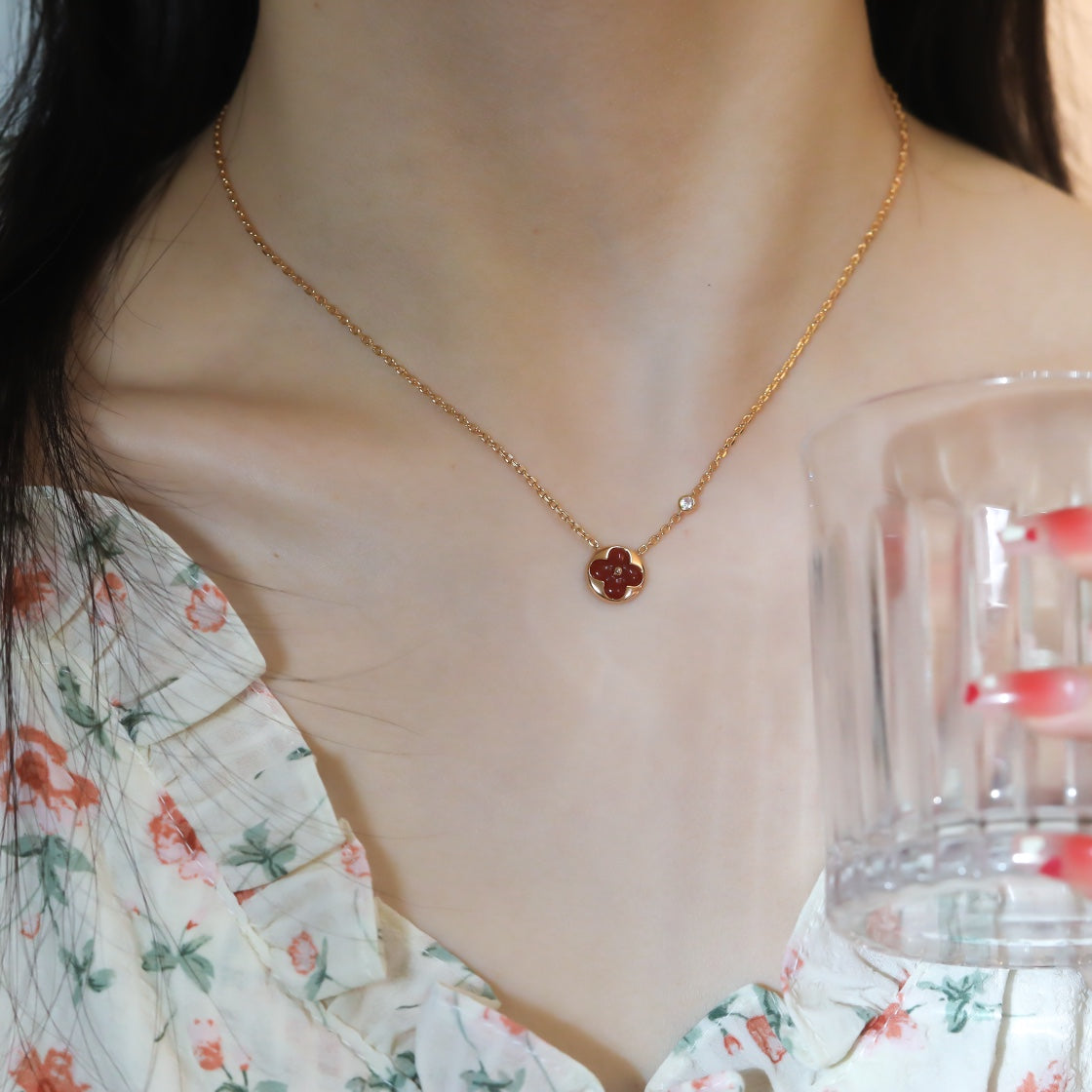 [Regal Jewels]SUN PEDANT PINK GOLD 1 DIAMOND NECKLACE