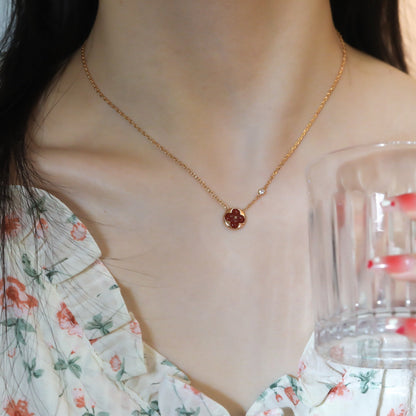 [Regal Jewels]SUN PEDANT PINK GOLD 1 DIAMOND NECKLACE