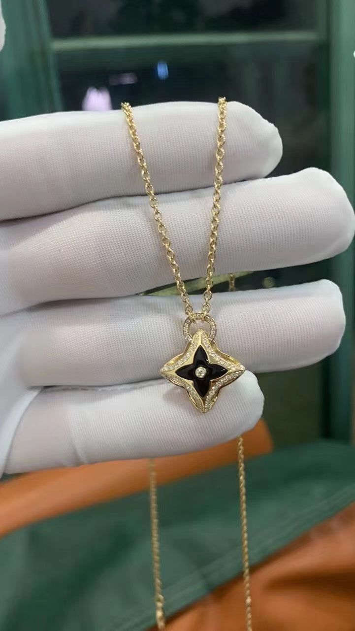 [Regal Jewels]STAR PEDANT PINK GOLD DIAMOND NECKLACE