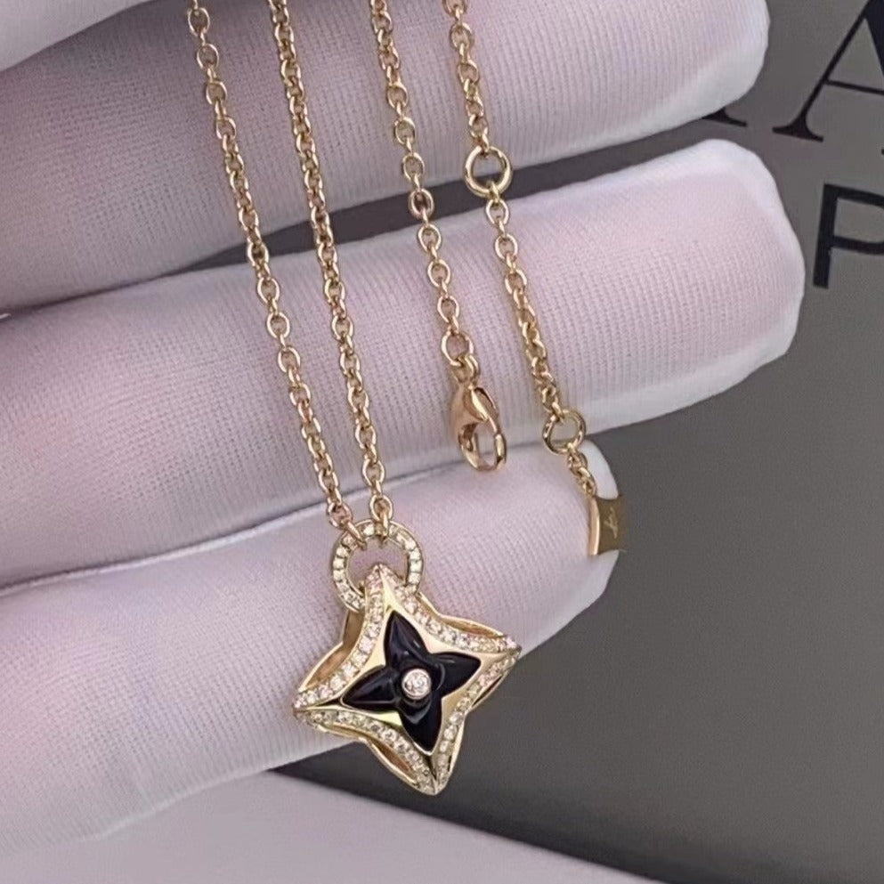 [Regal Jewels]STAR PEDANT PINK GOLD DIAMOND NECKLACE