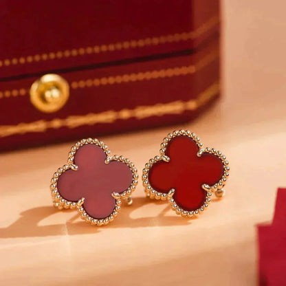 [Regal Jewels]CLOVER MEDIUM 1 MOTIFS CARNELIAN  EARRINGS