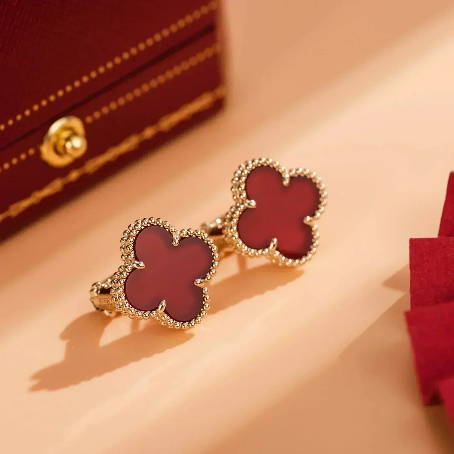 [Regal Jewels]CLOVER MEDIUM 1 MOTIFS CARNELIAN  EARRINGS