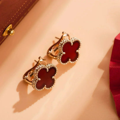 [Regal Jewels]CLOVER MEDIUM 1 MOTIFS CARNELIAN  EARRINGS