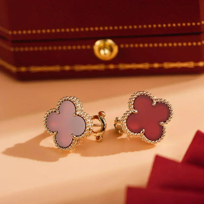 [Regal Jewels]CLOVER MEDIUM 1 MOTIFS CARNELIAN  EARRINGS
