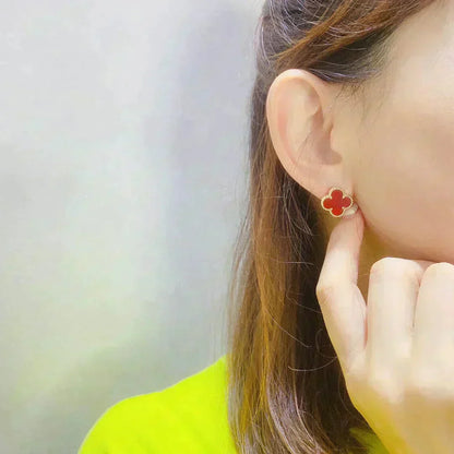 [Regal Jewels]CLOVER MEDIUM 1 MOTIFS CARNELIAN  EARRINGS