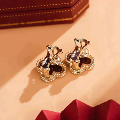 [Regal Jewels]CLOVER MEDIUM 1 MOTIFS CARNELIAN  EARRINGS