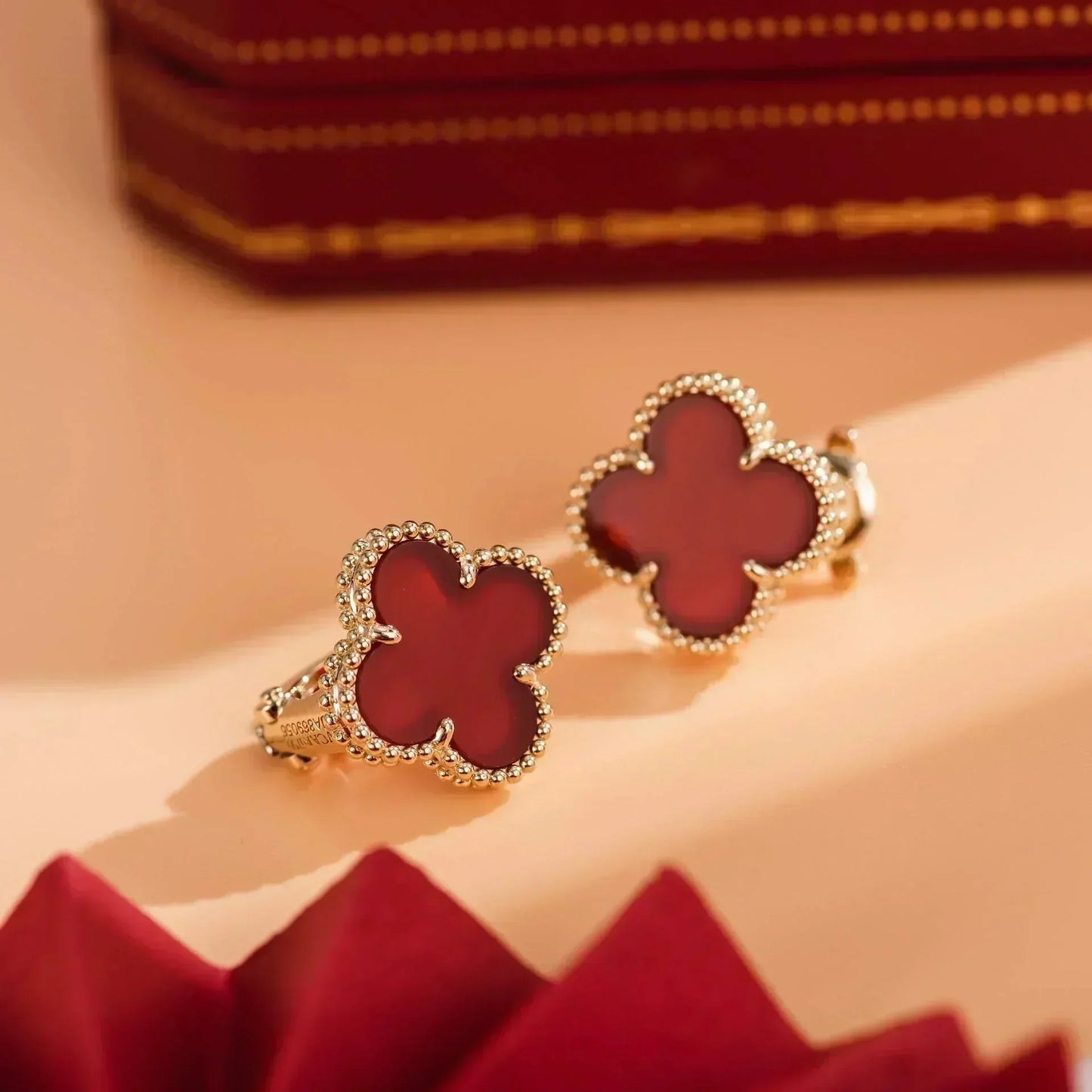 [Regal Jewels]CLOVER MEDIUM 1 MOTIFS CARNELIAN  EARRINGS