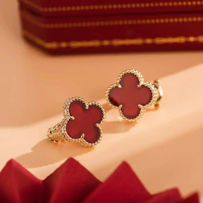 [Regal Jewels]CLOVER MEDIUM 1 MOTIFS CARNELIAN  EARRINGS
