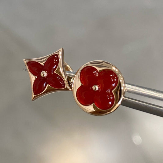 [Regal Jewels]STAR AND SUN PINK GOLD CARNELIAN STUD EARRINGS
