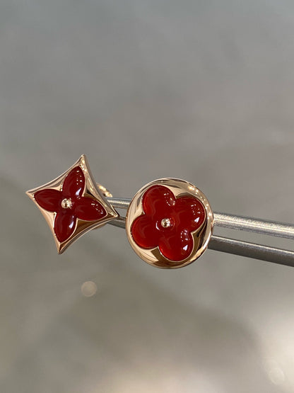 [Regal Jewels]STAR AND SUN PINK GOLD CARNELIAN STUD EARRINGS