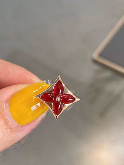 [Regal Jewels]STAR AND SUN PINK GOLD CARNELIAN STUD EARRINGS