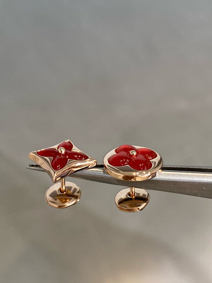 [Regal Jewels]STAR AND SUN PINK GOLD CARNELIAN STUD EARRINGS