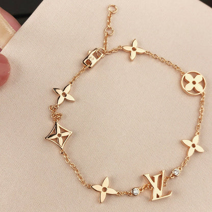 [Regal Jewels]STAR AND SUN 7 MOTIFS GOLD BRACELET