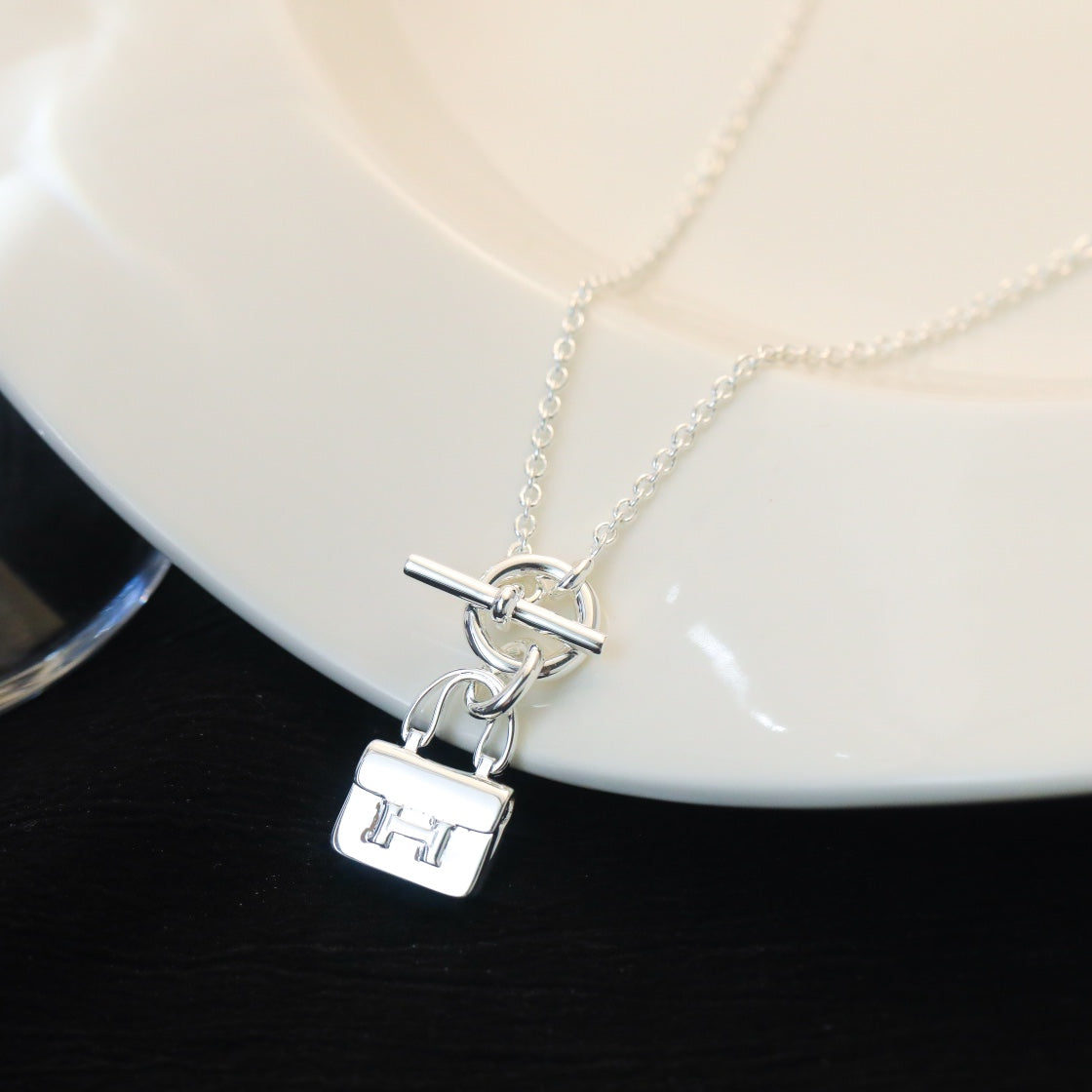 [Regal Jewels]POP H PEDANT SILVER NECKLACE