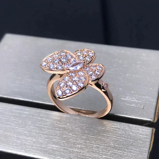 [Regal Jewels]BUTTERFLY PINK GOLD DIAMOND RING