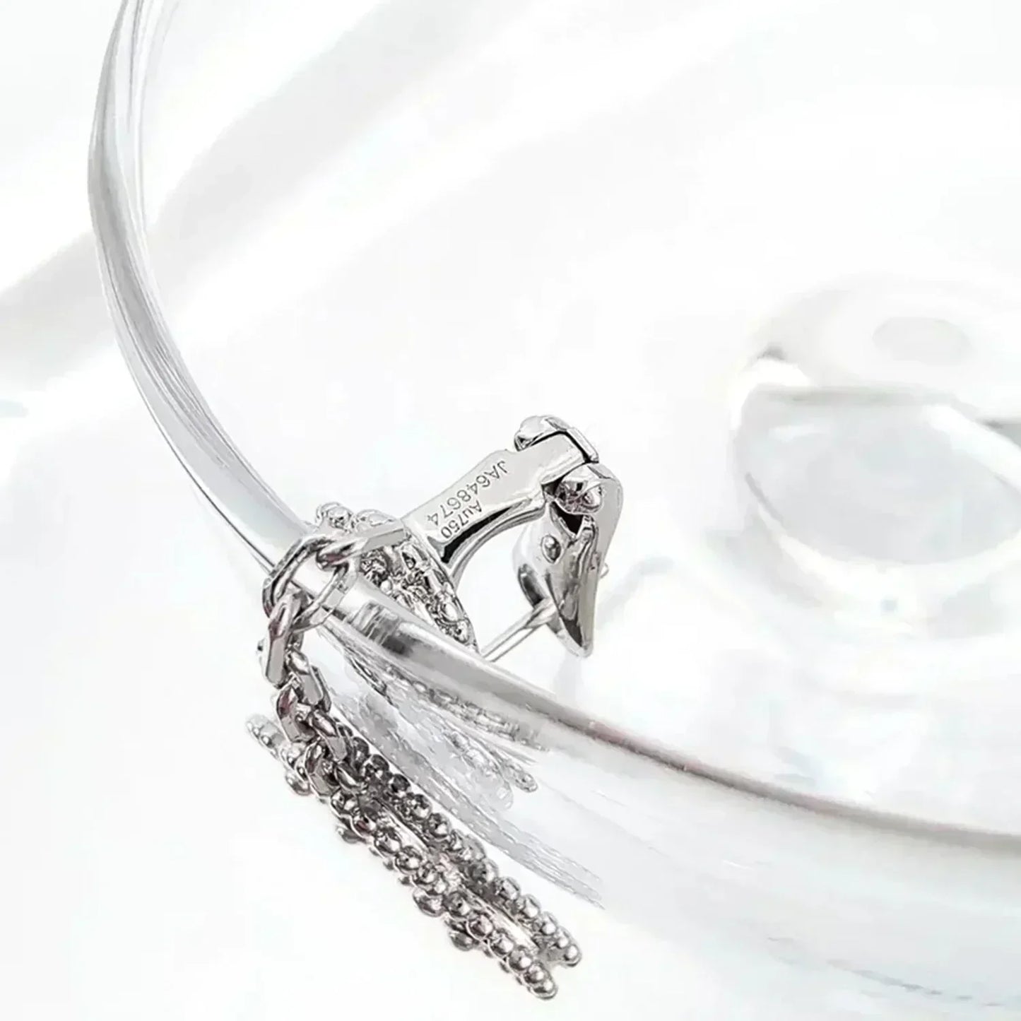 [Regal Jewels]CLOVER 2 MOTIFS  DIAMOND ONYX EARRINGS SILVER
