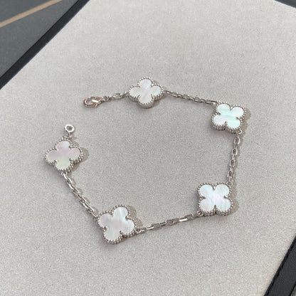 [Regal Jewels]CLOVER WHITE PEARL MOP 5 MOTIF BRACELET COLLECTION