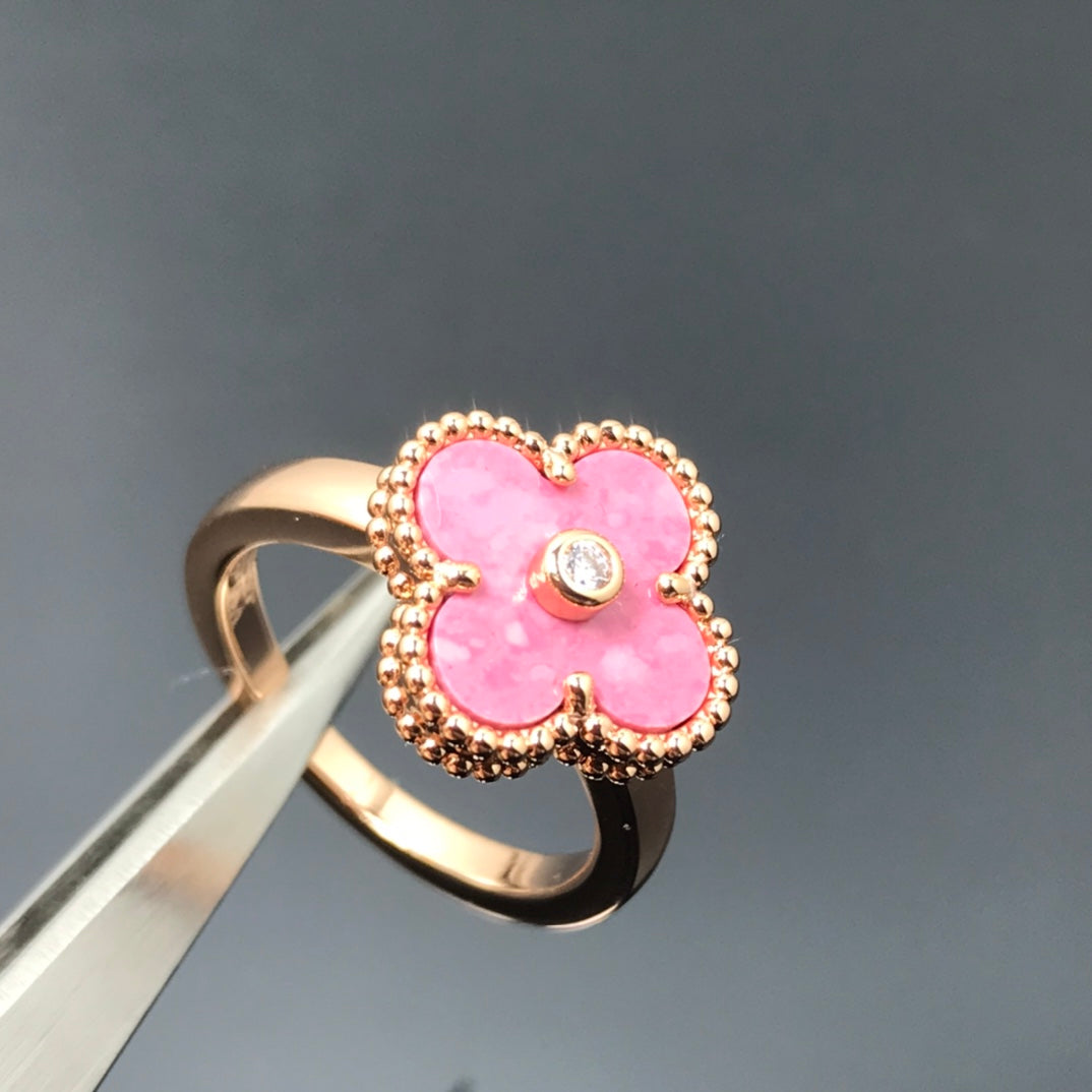 [Regal Jewels]CLOVER RHODONITE ROSE GOLD RING