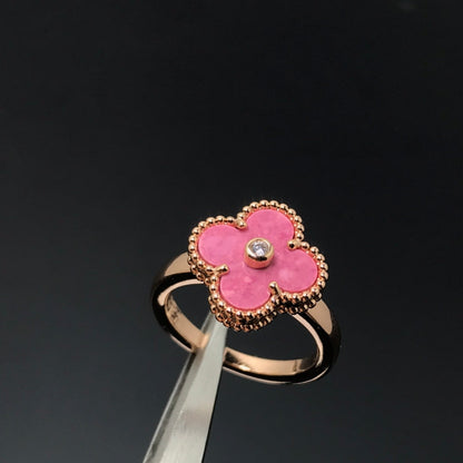 [Regal Jewels]CLOVER RHODONITE ROSE GOLD RING