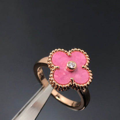 [Regal Jewels]CLOVER RHODONITE ROSE GOLD RING