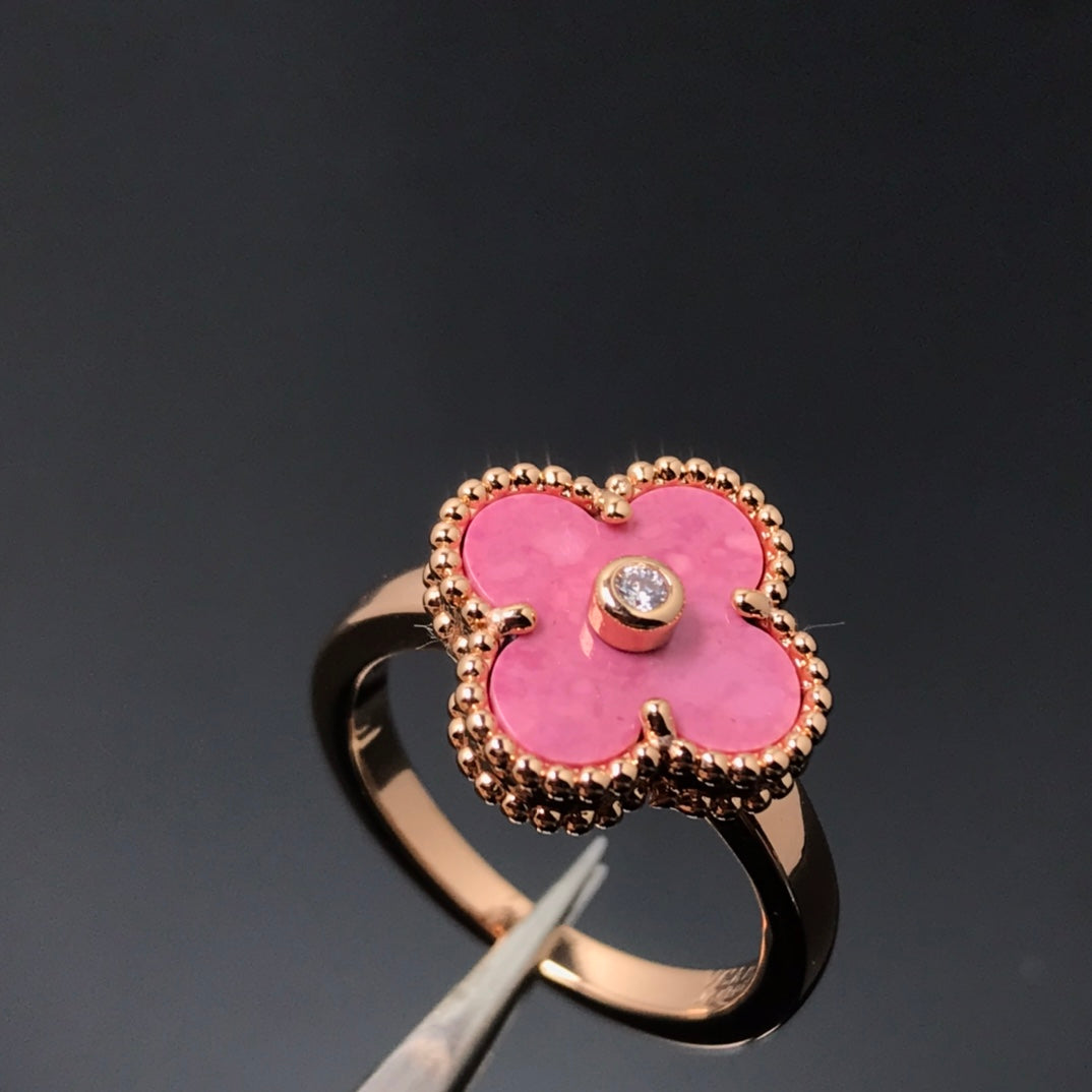 [Regal Jewels]CLOVER RHODONITE ROSE GOLD RING