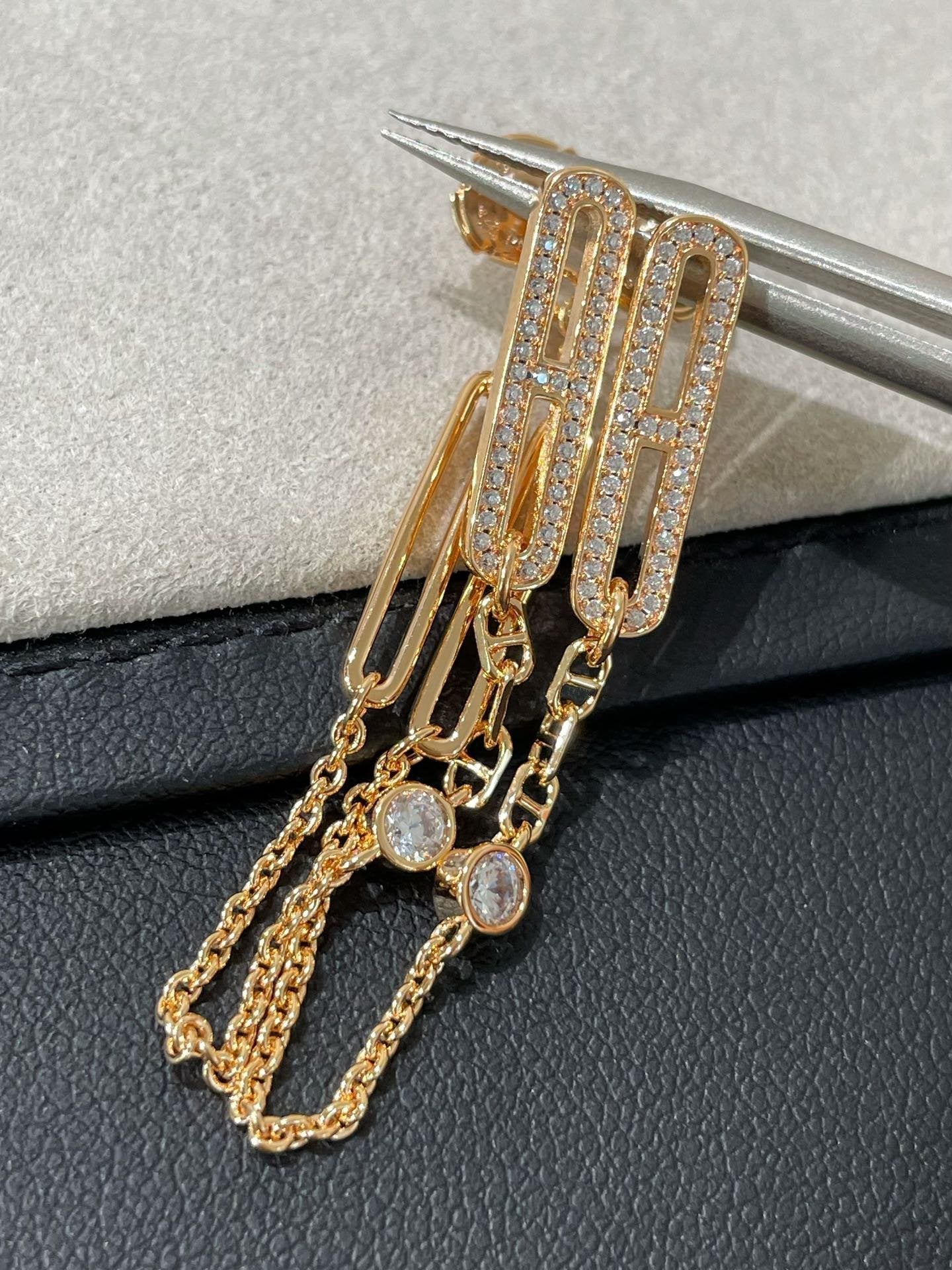 [Regal Jewels]CHAINE CHAOS DIAMOND DROP EARRINGS