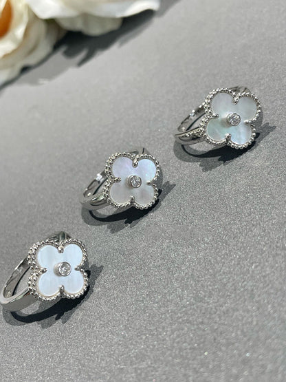 [Regal Jewels]CLOVER SILVER MOP DIAMOND RING