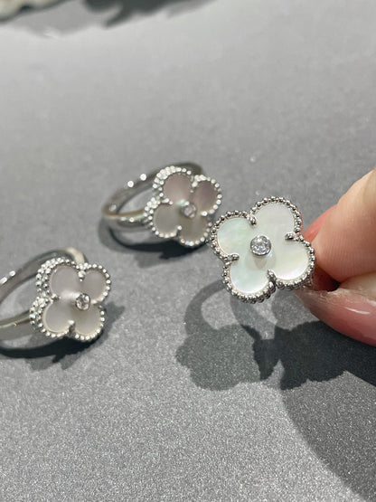 [Regal Jewels]CLOVER SILVER MOP DIAMOND RING