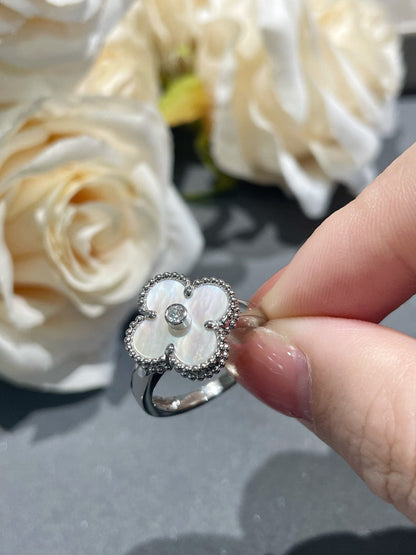 [Regal Jewels]CLOVER SILVER MOP DIAMOND RING