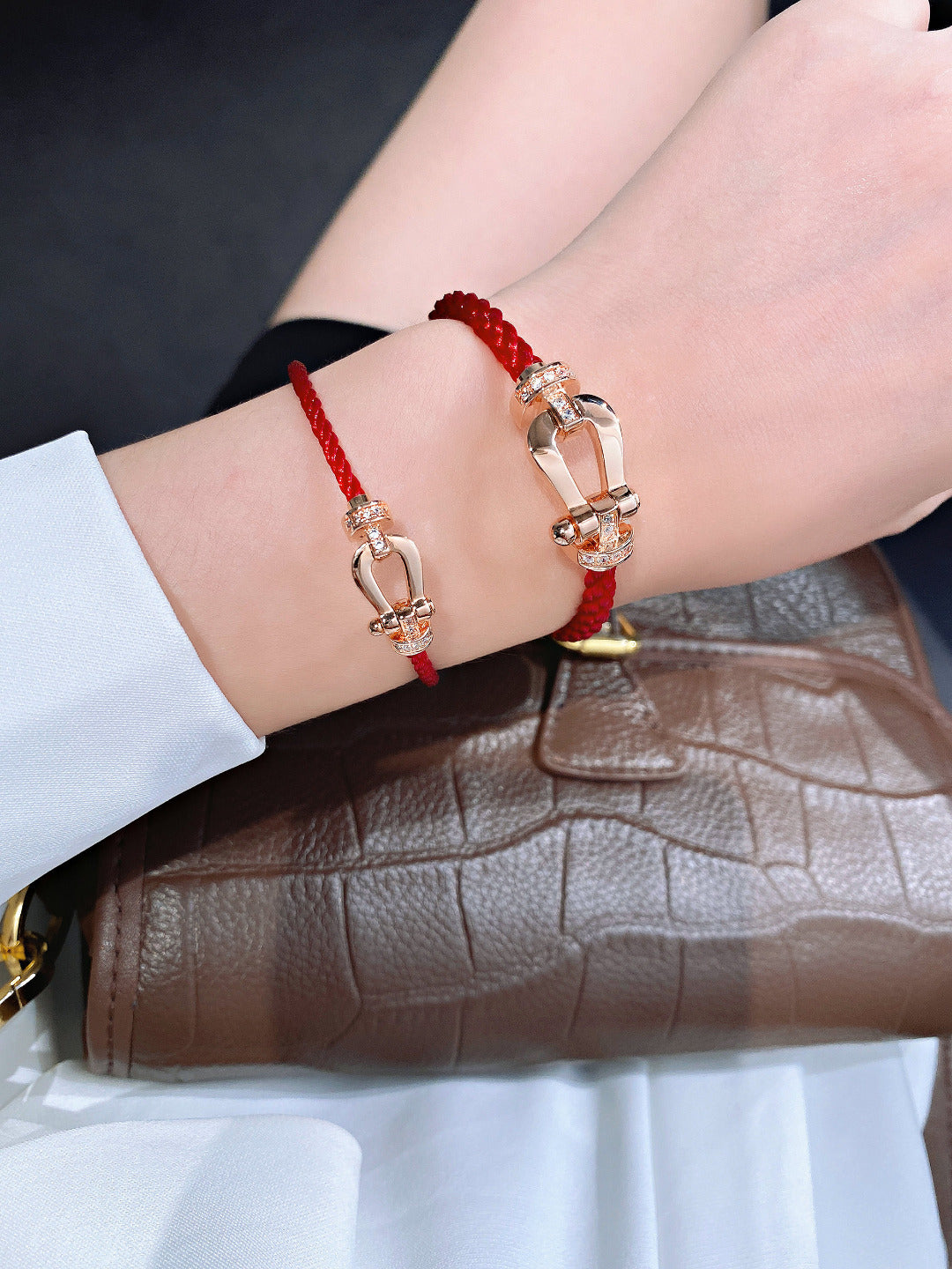 [Regal Jewels]FORCE 10 HALF DIAMOND PINK GOLD RED CORDERI LARGE AND MEDIUM MODEL
