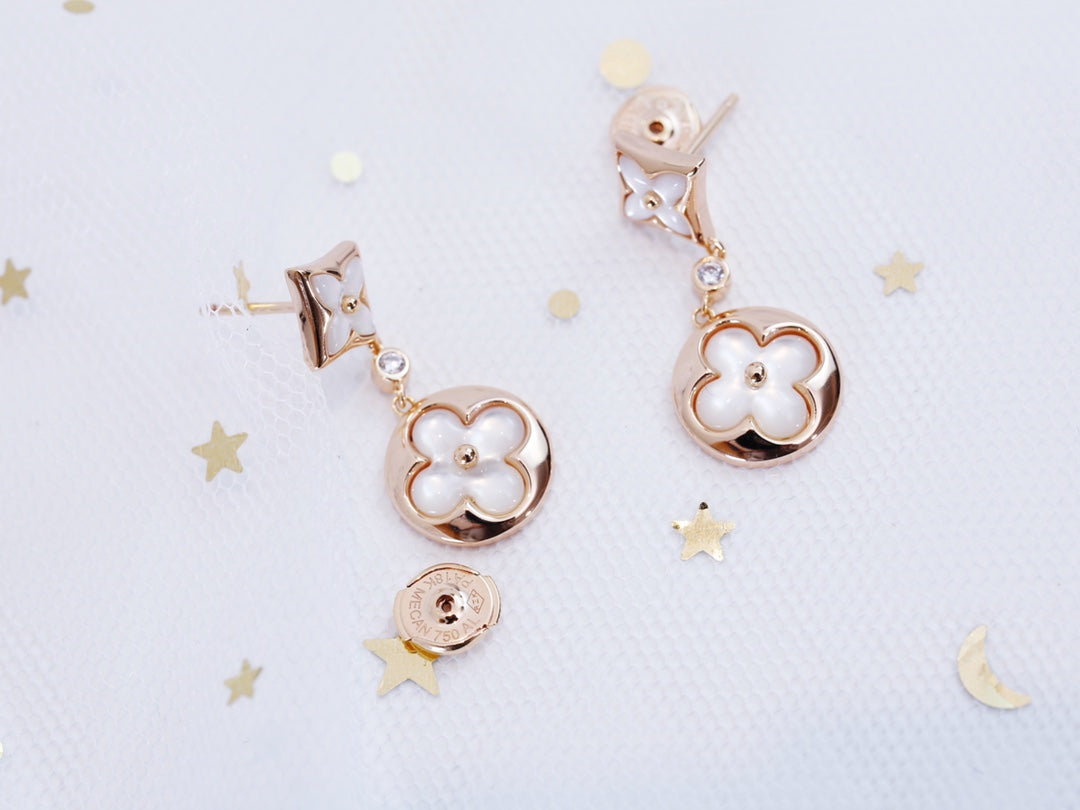 [Regal Jewels]STAR AND SUN PINK GOLD MOP DROP EARRINGS