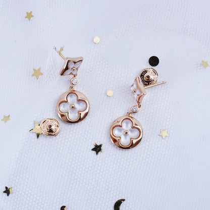 [Regal Jewels]STAR AND SUN PINK GOLD MOP DROP EARRINGS