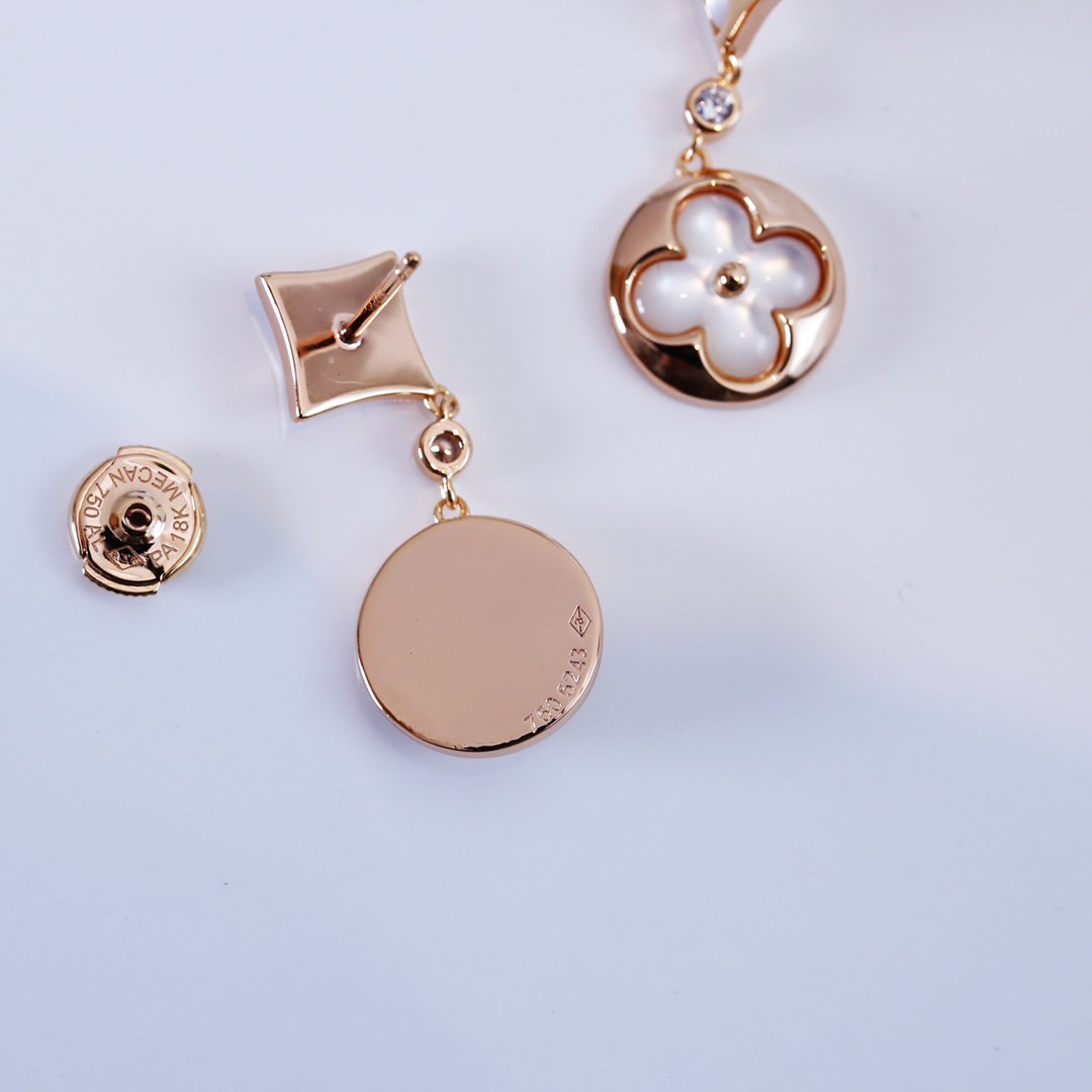 [Regal Jewels]STAR AND SUN PINK GOLD MOP DROP EARRINGS