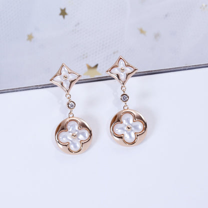 [Regal Jewels]STAR AND SUN PINK GOLD MOP DROP EARRINGS