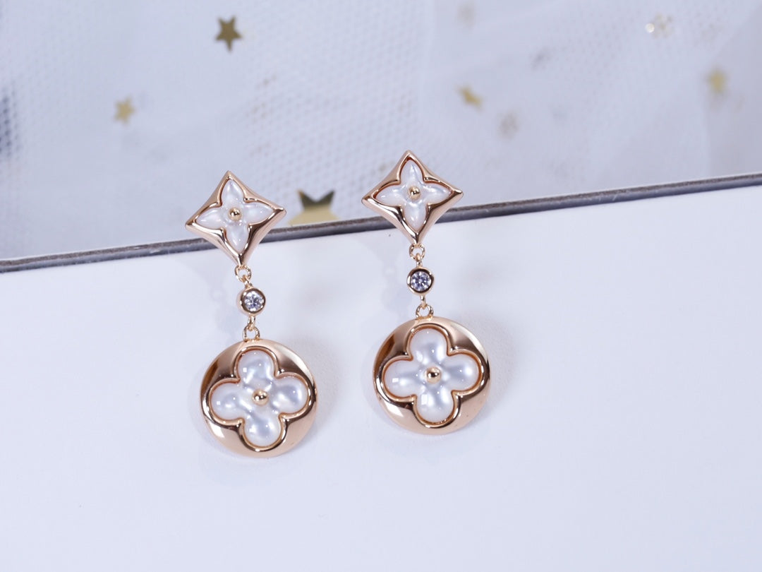 [Regal Jewels]STAR AND SUN PINK GOLD MOP DROP EARRINGS