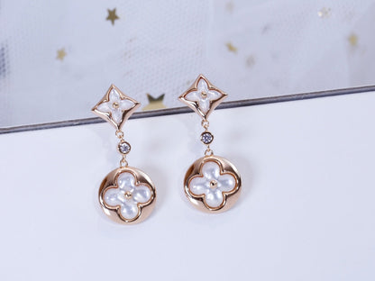 [Regal Jewels]STAR AND SUN PINK GOLD MOP DROP EARRINGS