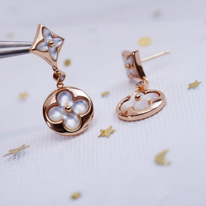 [Regal Jewels]STAR AND SUN PINK GOLD MOP DROP EARRINGS