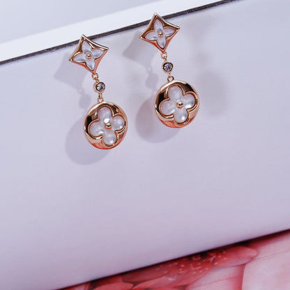 [Regal Jewels]STAR AND SUN PINK GOLD MOP DROP EARRINGS