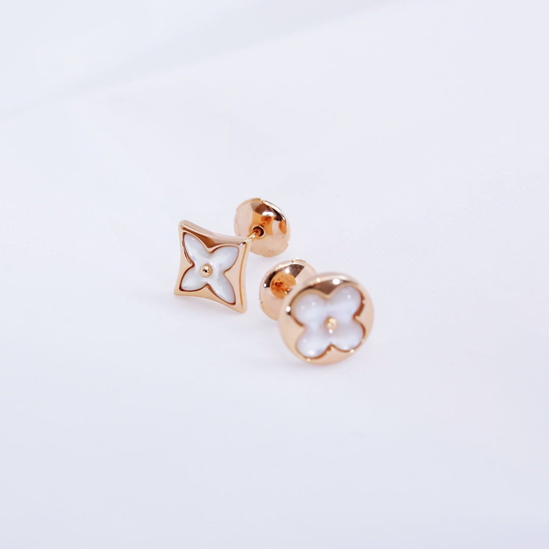 [Regal Jewels]STAR AND SUN PINK GOLD MOP STUD EARRINGS