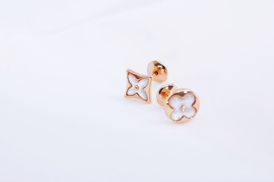 [Regal Jewels]STAR AND SUN PINK GOLD MOP STUD EARRINGS