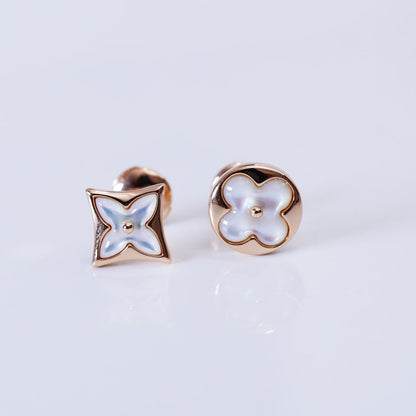 [Regal Jewels]STAR AND SUN PINK GOLD MOP STUD EARRINGS