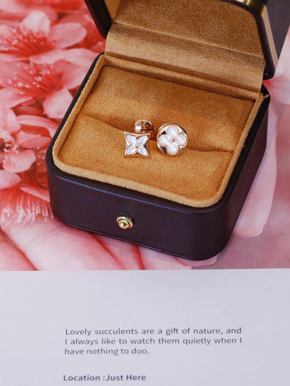 [Regal Jewels]STAR AND SUN PINK GOLD MOP STUD EARRINGS