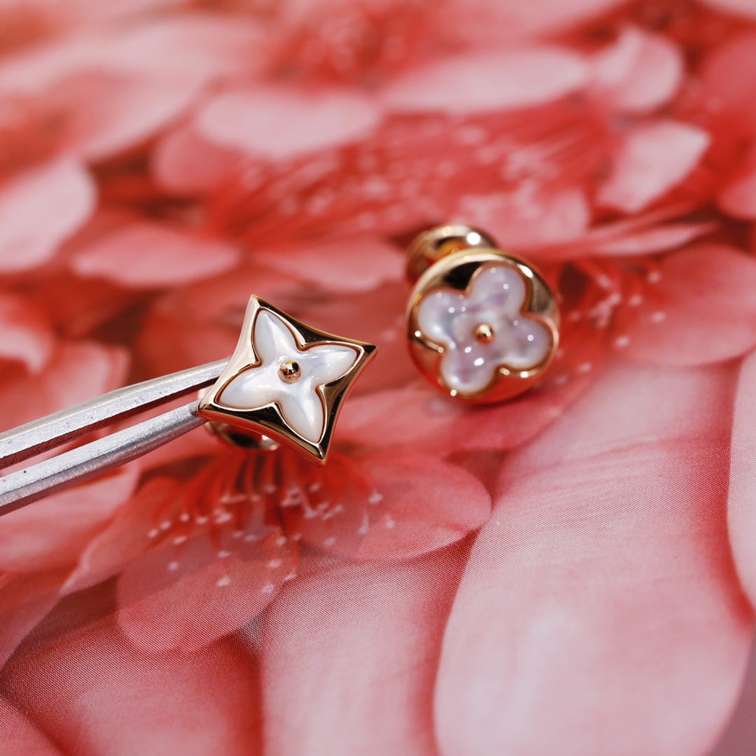 [Regal Jewels]STAR AND SUN PINK GOLD MOP STUD EARRINGS